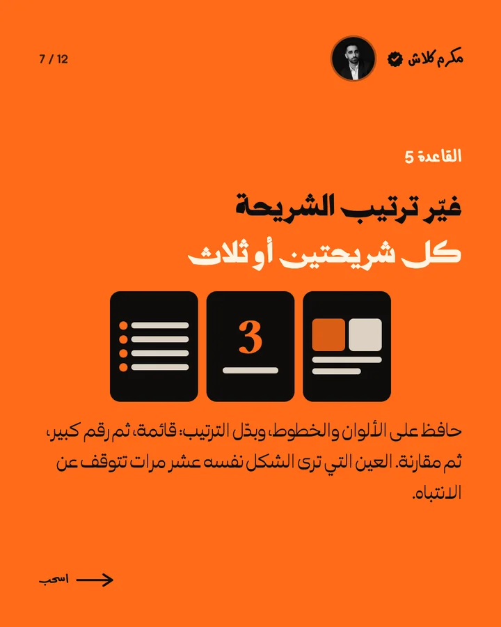 سلايد: غيّر ترتيب الشريحة كل شريحتين أو ثلاث